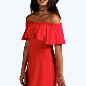 Freya Frill Off Shoulder Skater Dress